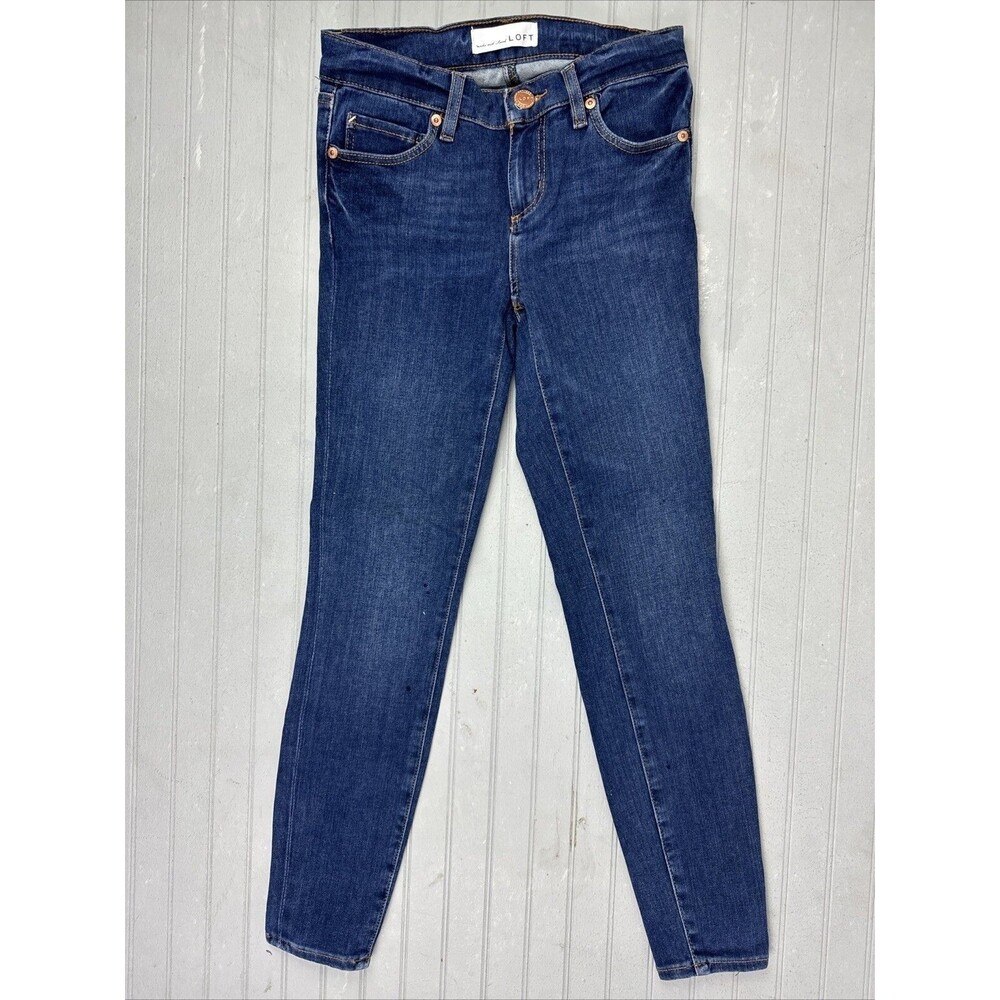 Loft Size 0 25 Womens Jeans Legging Low Rise Stretch Dark Wash